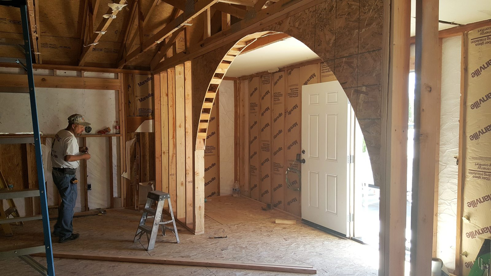 Arched opening framing, Mayberry garage conversion