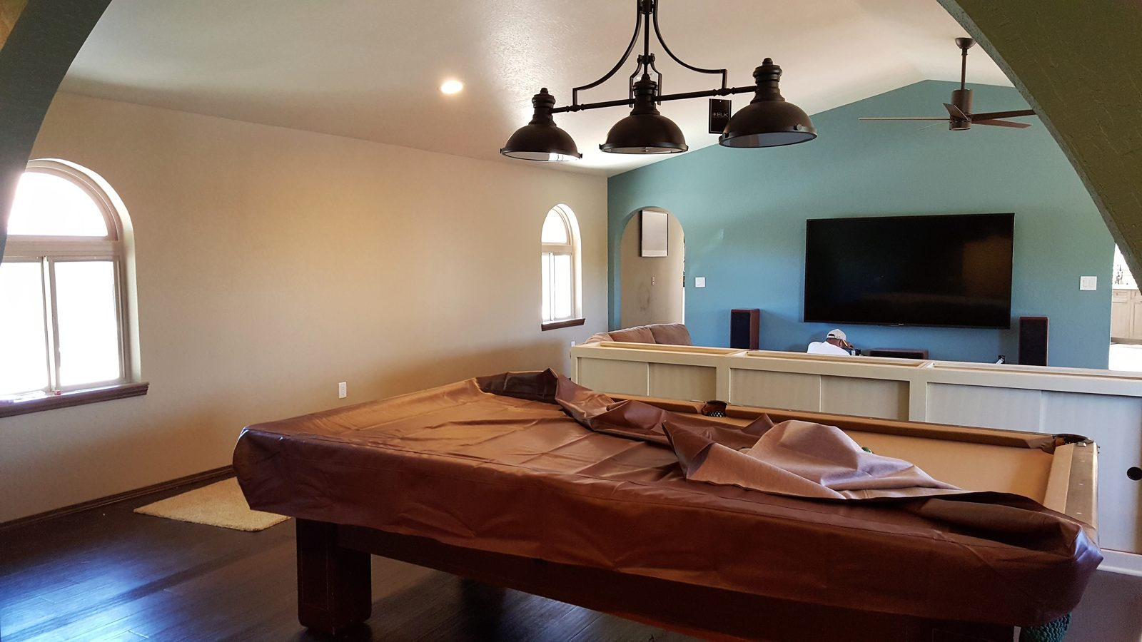 Finished game room in converted garage, Mayberry area