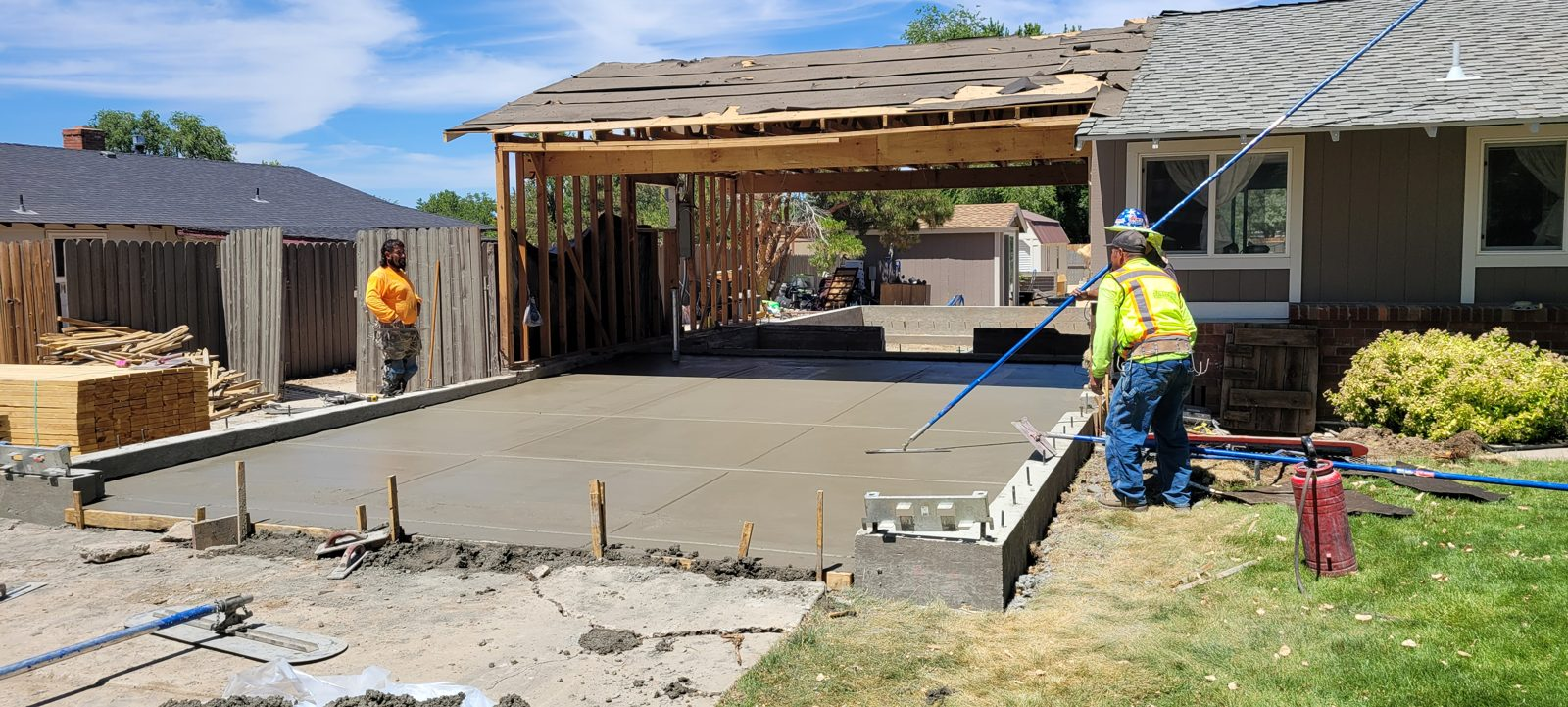 Concrete slab pour for garage addition, Virginia Highlands