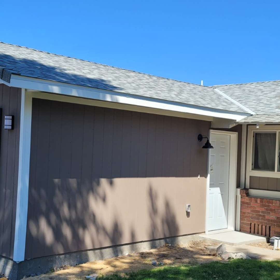 Completed garage conversion ADU exterior in Virginia Highlands, Reno